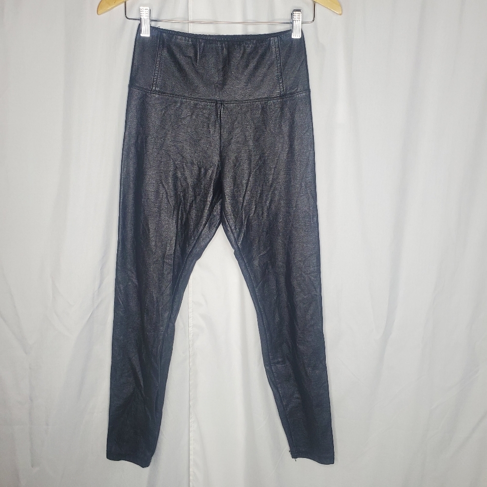 ♧ Love Fire Faux Leather High Waist Leggings Black Size Small